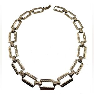 3 for $30 Vintage Silver Tone Rectangular Linked Necklace Choker